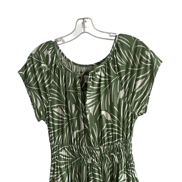 Nicole Miller Green Leaf Linen Blend Midi Dress Size XS - Picture 3 of 9